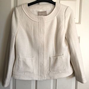 NWT Banana Republic Ivory Cream Tweed Blazer Sz 8